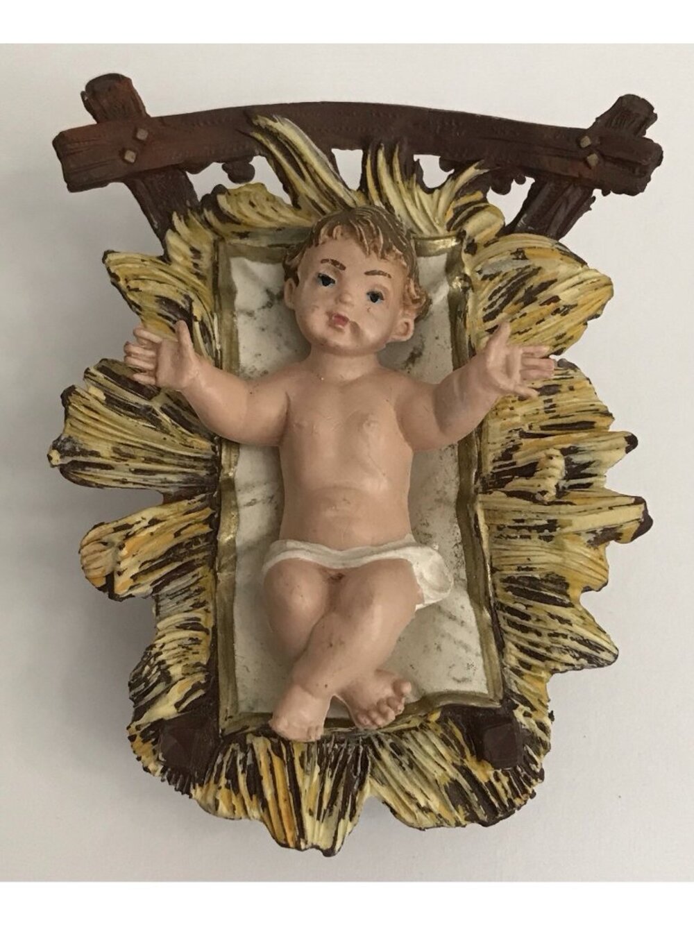 Vintage Fontanini Small Baby Jesus in Crib Christmas Plastic Nativity ITALY